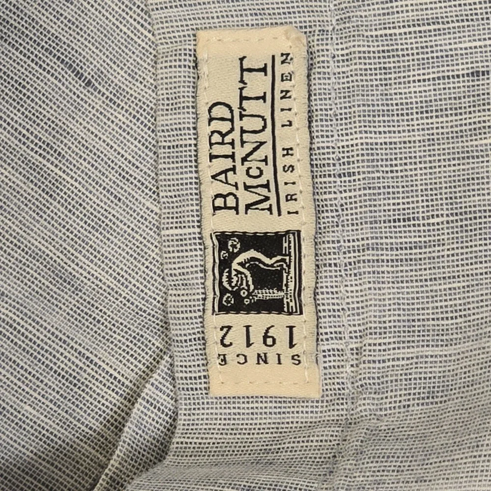J.Crew Irish Linen Shirt Baird McNutt Small Blue White Short‎ Sleeve NWOT
